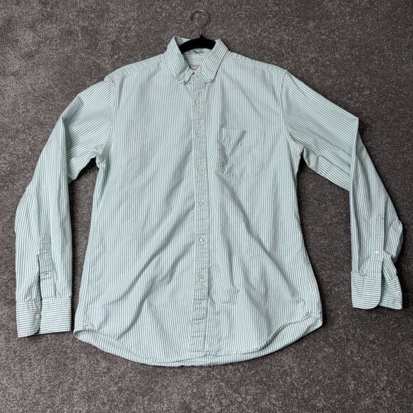 J.CREW Other - J.Crew Classic Fit Green White Stripe Shirt Men M American Pima Cotton Mauritius